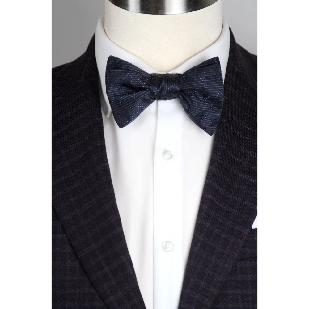 Men's Self-tied Bow‎ Tie 100%Silk Navy Ornament S731BC
